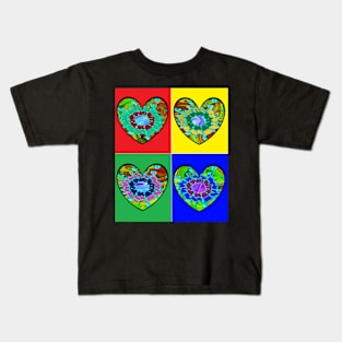 pop art hearts red green yellow blue target art Kids T-Shirt